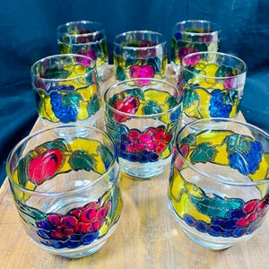 7 VINATGE FANCY COCA COLA STAINED GLASS STYLE CUPS. VINTAGE.