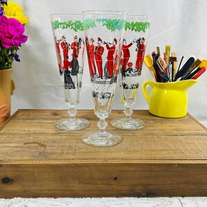 Libbey Pilsner Marching Band Pilsner bierglazen, set van 3, bargerei met steel en voet, vintage glaswerk