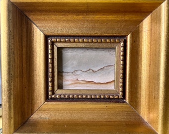 Framed artwork, scenic framed jasper , with gemstone artwork, polished jasper stone framed as a landscape