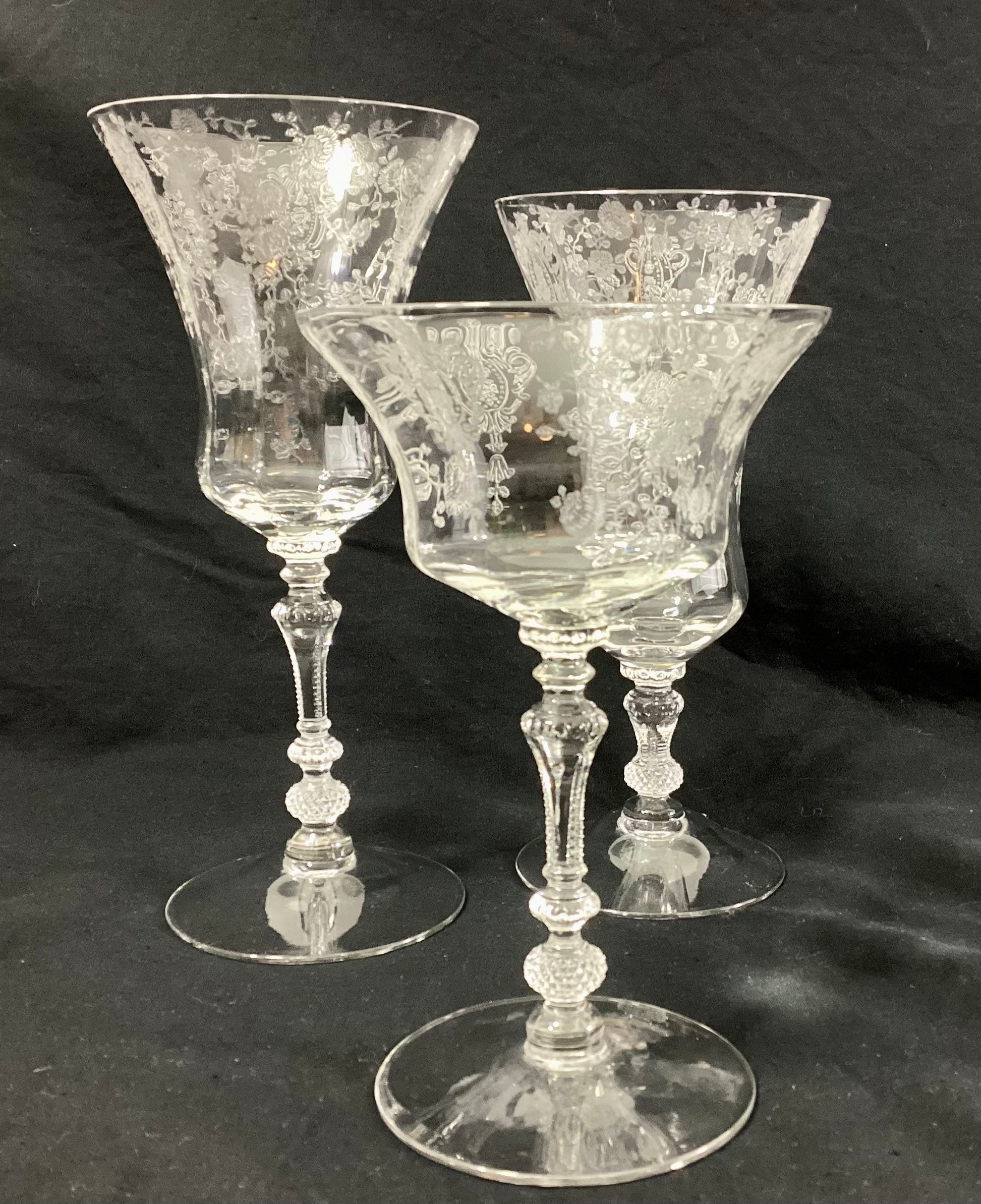 Vintage Rare Set of 12 Rose Point Champagne/Tall Sherbet Glasses