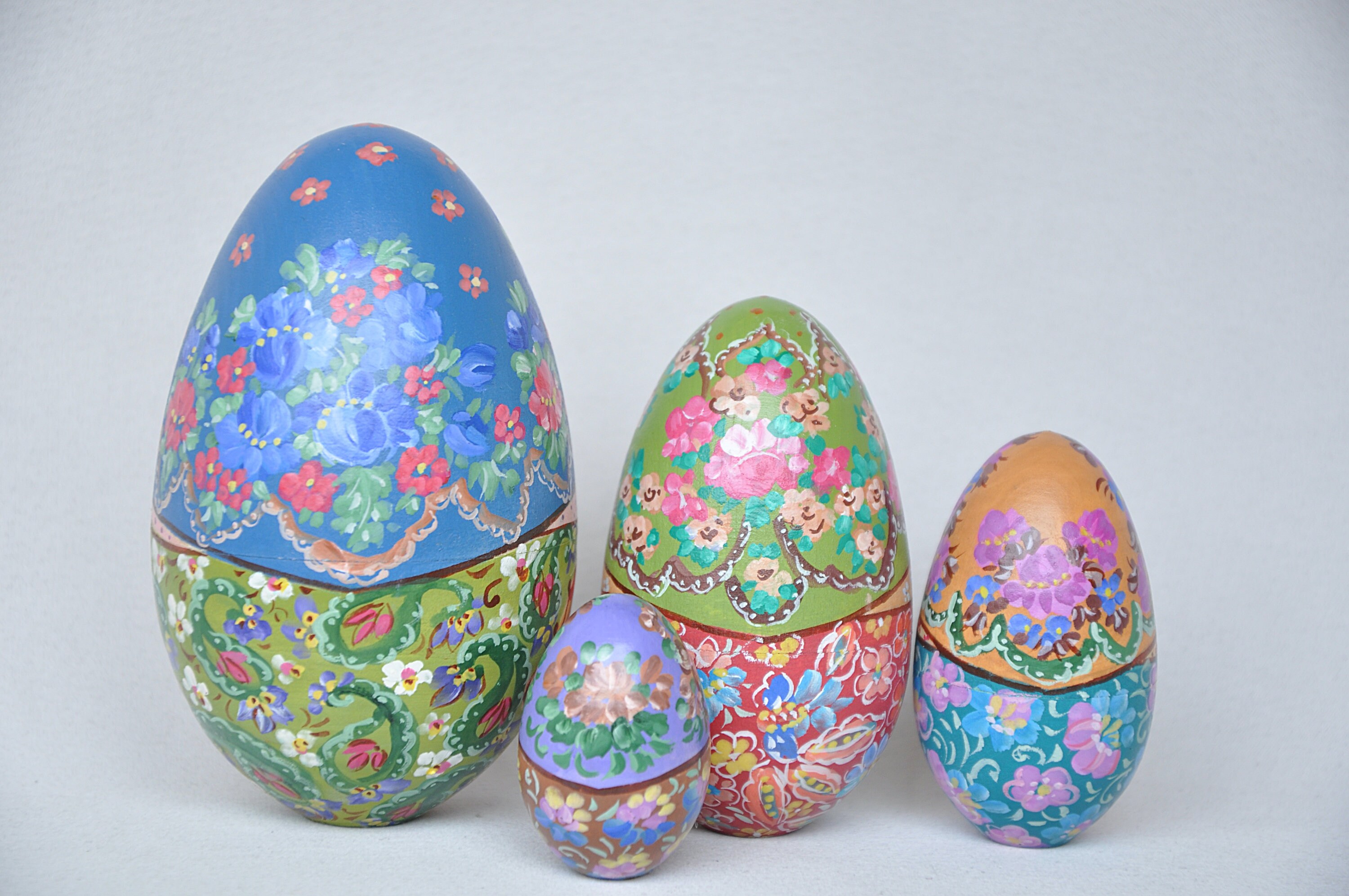 Matryoshka Egg 5 pc 6'1 155 cm Wooden Nesting Etsy