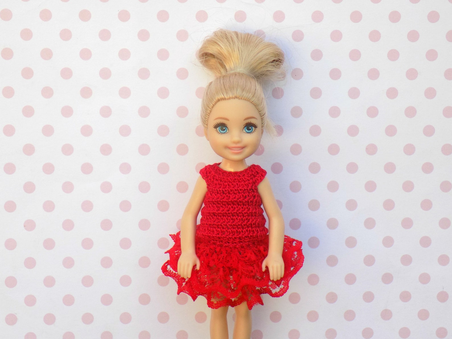 Barbie Chelsea doll clothes top and lace skirt. Crochet Etsy