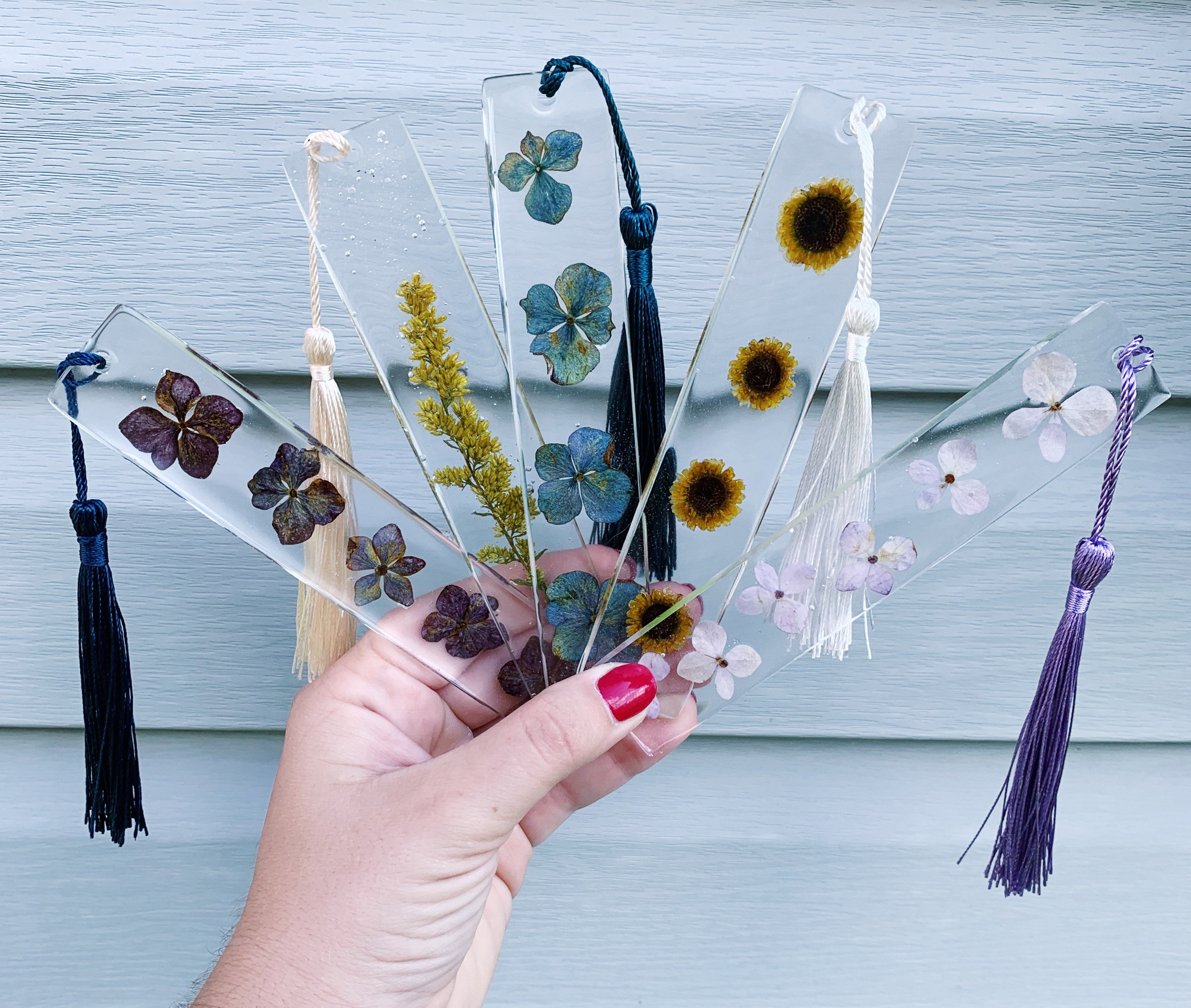 Real Pressed Flower Bookmarks with Colorful Tassels, Dried Flowers in…