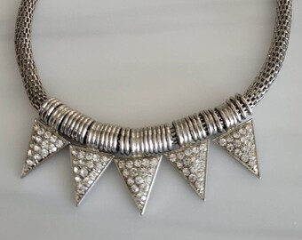 Spikey choker ketting funky statement kristalsteentjes jaren 1970
