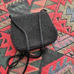 Cartera, clutch, bolso, bolso de hombro con asa larga, bolso de mano La Regale Black Beaded