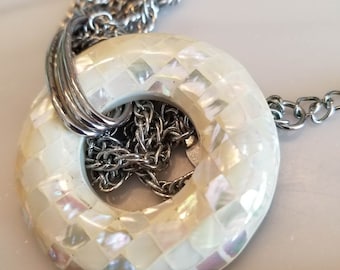 Parelmoerketting afneembare ketting ronde lus