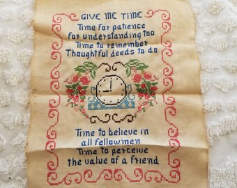 Handgemaakt 'Give ME Time'-canvas met naaldpunt