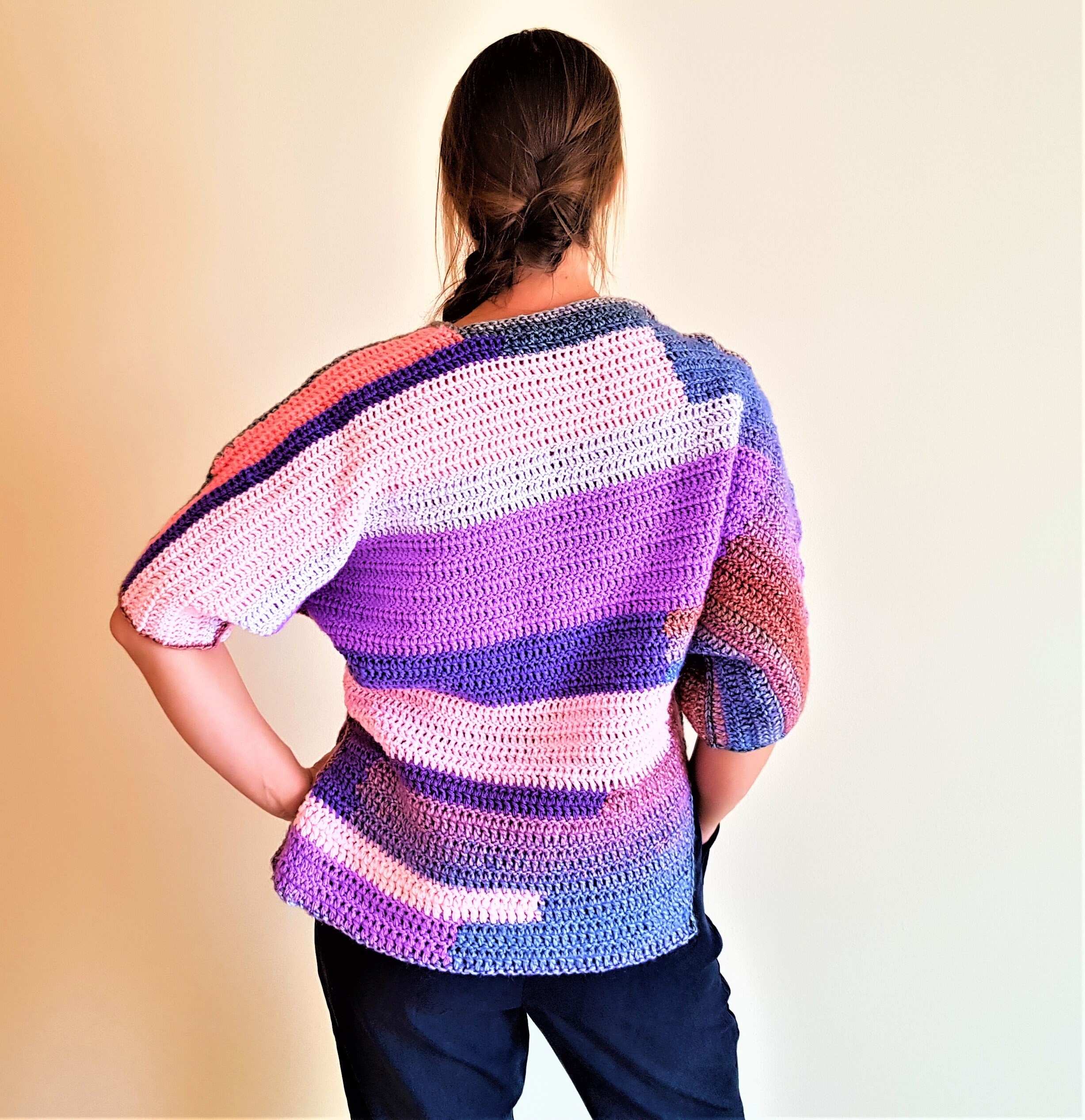 Striped women's warm tunic. Fashionable crocheted | Etsy