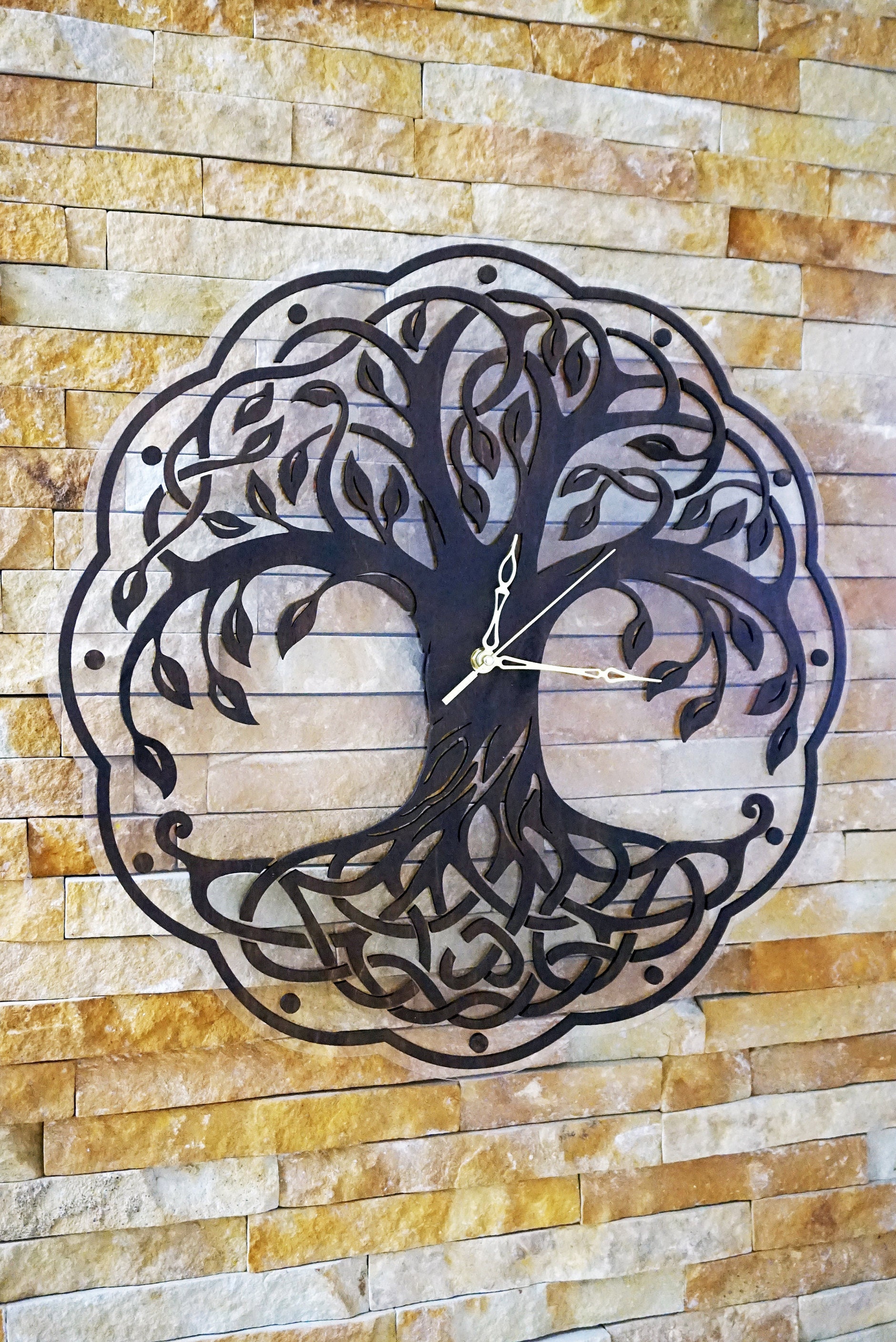 Modern wall clock Tree of Life Wooden Wall clock Large clock Etsy