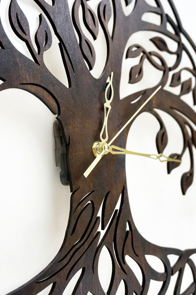 Modern Wall Clock Tree of Life Wooden Wall Clock Large Clock Etsy