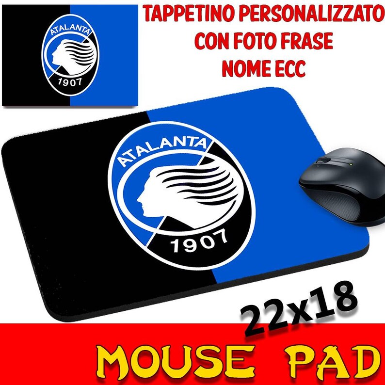 Mouse Pad Customizable Fan Collection Team Atalanta Nerazzurri La Goddess Bergamo Football Other teams on request