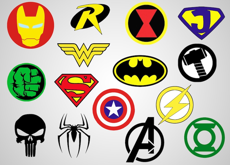 photograph relating to Printable Superhero Logos referred to as Superheroes Emblems - Vinyl Decal - SVG report - Printable - Cricut record