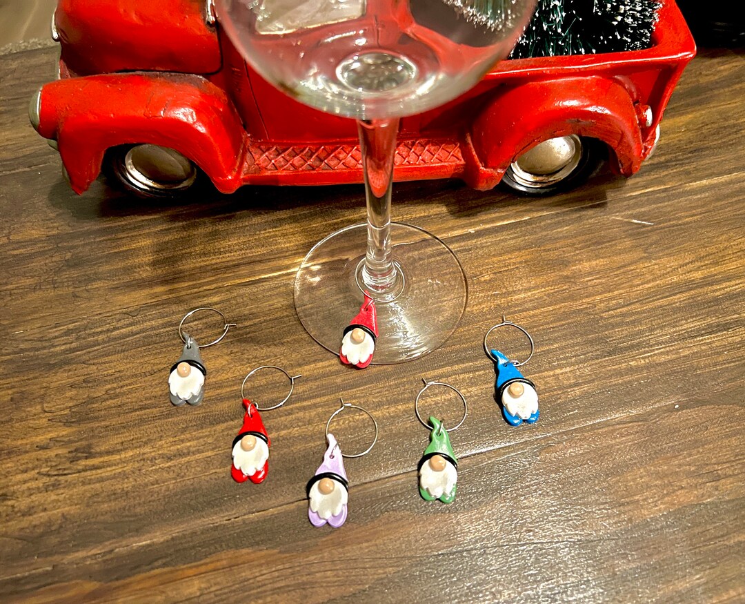 Gnome Wine Glass Charms Polymer Clay Wine Charms Personal Etsy