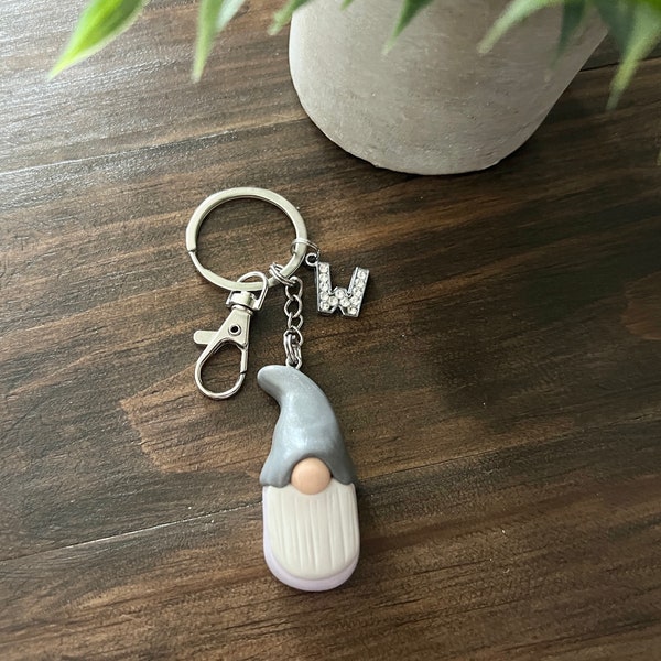 Mini Gnome Keychain | Gnome Keyring | Gnome Key Chain | Polymer Clay Gnome Keychain | Stainless Steel Keyring