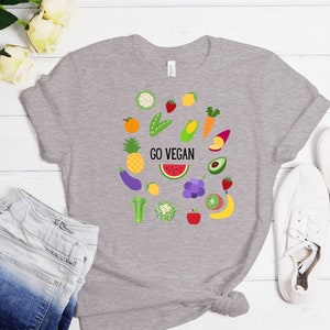 Go Vegan Fruit and Veggie Chemise pour femmes, Drôle de tee végétalien, Cadeau pour végétarien
