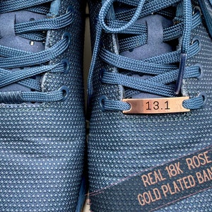 13.1 -Custom Runner Shoelace Tag- Gold Running Shoe Charm with Name or Motivational Word- Marathon Gift for Runners & Race Day Gear
