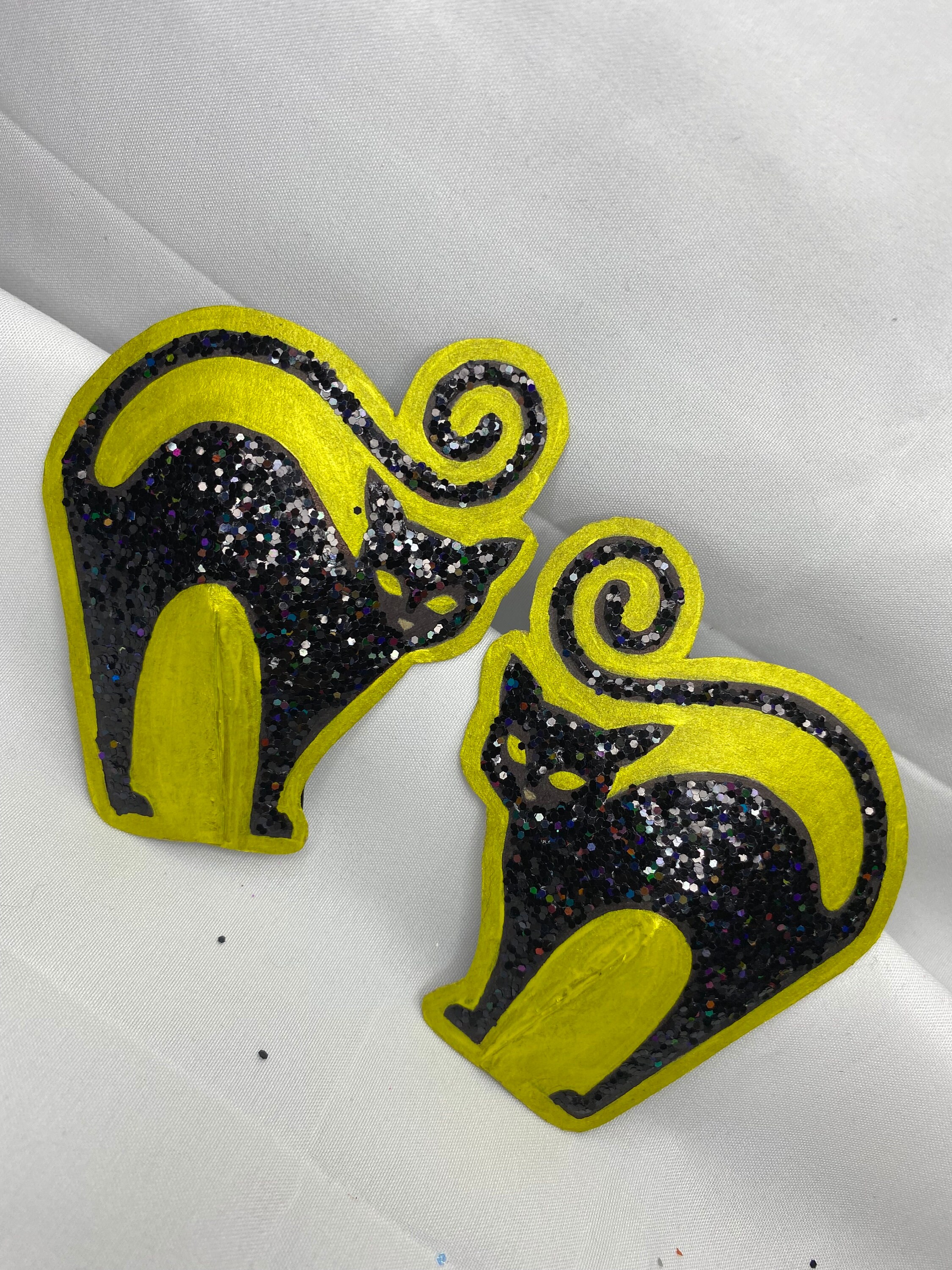 Black Cat Glitter Pasties nipple Covers - Etsy