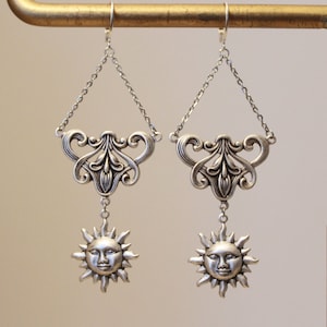 Orecchini in argento in argento in argento in argento art nouveau sun