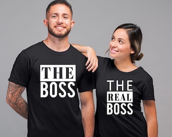 The Boss The Real Boss T Shirt Set | Couple matching T-shirt set  The Real Boss Shirt Tees | Boss Couple T Shirt, Couple gift