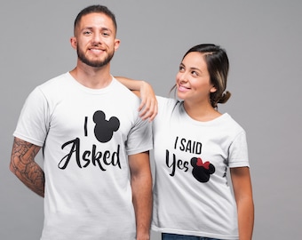 Disney engagement I asked I said yes Engagement shirts | I said yes Disney Minnie Mickey Wedding Engagement shirts
