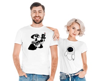 Valentines Day Couples Unisex Shirts Cute " Wally & Eva " design- matching couple tees valentine the best gifts