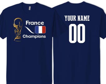 France Champions T-Shirt | France National Team | Custom Name & Number | Soccer Trophy Fan Gift 2026
