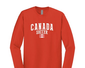 Canada Flag National Team Soccer Fan Long Sleeve T-Shirt Unisex for Mens