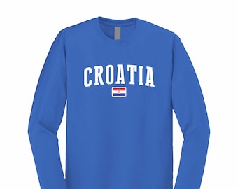 Croatia Soccer National Team Long Sleeve T-Shirt Croatia Flag T-Shirt Unisex for Mens