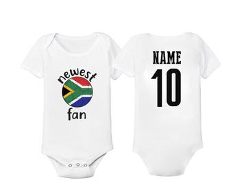 South Africa Bodysuit  Add your Name and Number Infant Clothing Newest Fan Baby Outfit  Girls Boys T shirt -Tee National Team Soccer