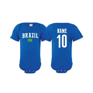 Brasil Bodysuit Brasil Add your Name and Number Infant Clothing  Newest Fan Bodysuit Soccer Baby Outfit  Infant Girls Boys T shirt - Tee
