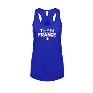 France Team Tank top shirts Women Lady  100% cotton tee Any Sports  National Team Soccer Francia