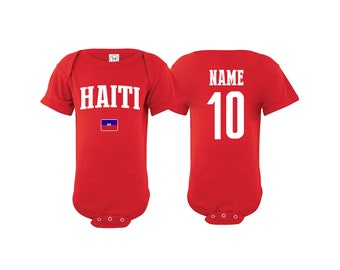 Haiti Bodysuit Add your Name and Number Infant Clothing  Newest Fan Bodysuit Soccer Baby Outfit  Girls Boys T shirt - Tee National Team
