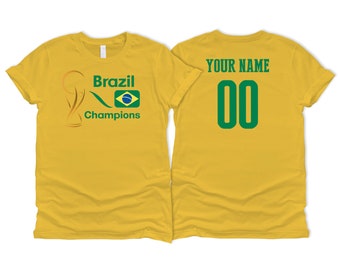 Brazil National Country Team Sport Soccer T shirt Simple Flag Logo Football Female Womens 2023 Custom Name and Number Printed in USA