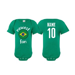 Brasil Bodysuit Brasil Add your Name and Number Infant Clothing  Newest Fan Bodysuit Soccer Baby Outfit  Infant Girls Boys T shirt - Tee