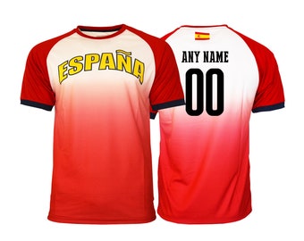Spain Soccer Football  Tee T-Shirt  all sizes  Adults  Sizes World cup Flag Jersey Pride Personalized Your Name
