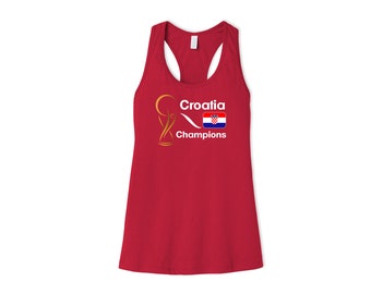 Croatia National Team Womens Female Sports Tank Top Futbol Soccer Flag Gold Colors Design For Adults Printed in USA
