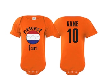 Netherlands Bodysuit Holland Add your Name and Number Infant Clothing  Newest Fan  Soccer Baby Outfit  Girls Boys T shirt -Tee National Team