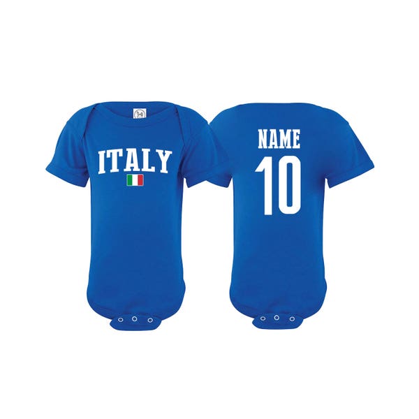 Italy Bodysuit Italia Add your Name and Number Infant Clothing  Newest Fan  Soccer Baby Outfit  Girls Boys T shirt - Tee National Team