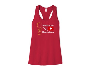 Switzerland National Team Womens Female Sports Tank Top Futbol Soccer Flag Gold Colors Design For Adults Printed in USA