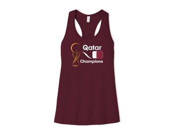 Qatar National Team Womens Female Sports Tank Top Futbol Soccer Flag Gold Colors Design For Adults Printed in USA