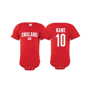 England Bodysuit Inglaterra Add your Name and Number Infant Clothing  Newest Fan Bodysuit Soccer Baby Outfit  Girls Boys T shirt - Tee