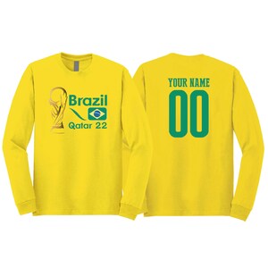 Brazil Brasil National Team Trophy 2022 Soccer Fan Long Sleeve T-Shirt Unisex for Mens