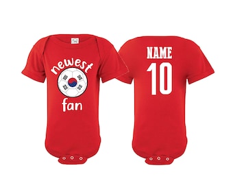 South Korea Bodysuit  Add your Name and Number Infant Clothing Newest Fan Baby Outfit  Girls Boys T shirt -Tee National Team Soccer
