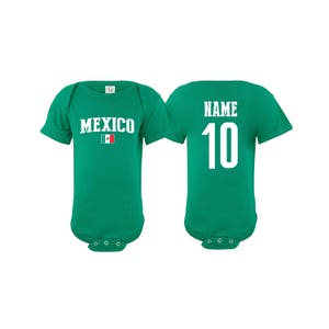 Mexico Bodysuit Add your Name and Number Infant Clothing  Newest Fan Bodysuit Soccer Baby Outfit  Girls Boys T shirt - Tee