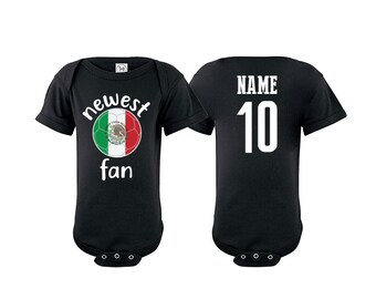 Mexico Bodysuit Add your Name and Number Infant Clothing  Newest Fan Bodysuit Soccer Baby Outfit  Girls Boys T shirt - Tee