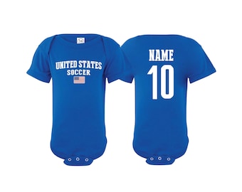 Usa Bodysuit Add your Name and Number Infant Clothing  Newest Fan Bodysuit Soccer Baby Outfit  Girls Boys T shirt - Tee National Team