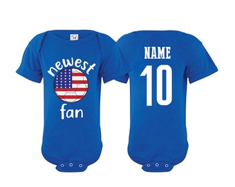 Usa Bodysuit Add your Name and Number Infant Clothing  Newest Fan Bodysuit Soccer Baby Outfit  Girls Boys T shirt - Tee National Team