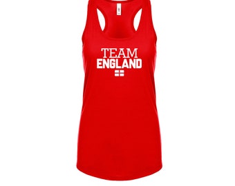 England Team Tank top shirts Women Lady  100% cotton tee Any Sports  National Team Soccer Inglaterra