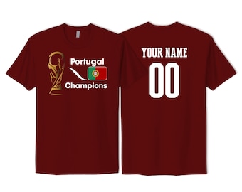 Portugal Champions T-Shirt | Portugal National Team | Custom Name & Number | Soccer Trophy Fan Gift 2026