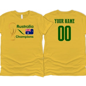 Australia National Country Team Sport Soccer T shirt Simple Flag Logo Football Female Womens 2023 Custom Name and Number Printed in USA
